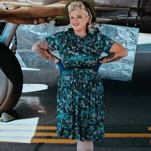 Elegant Asymmetrical Floral Dress in Blue